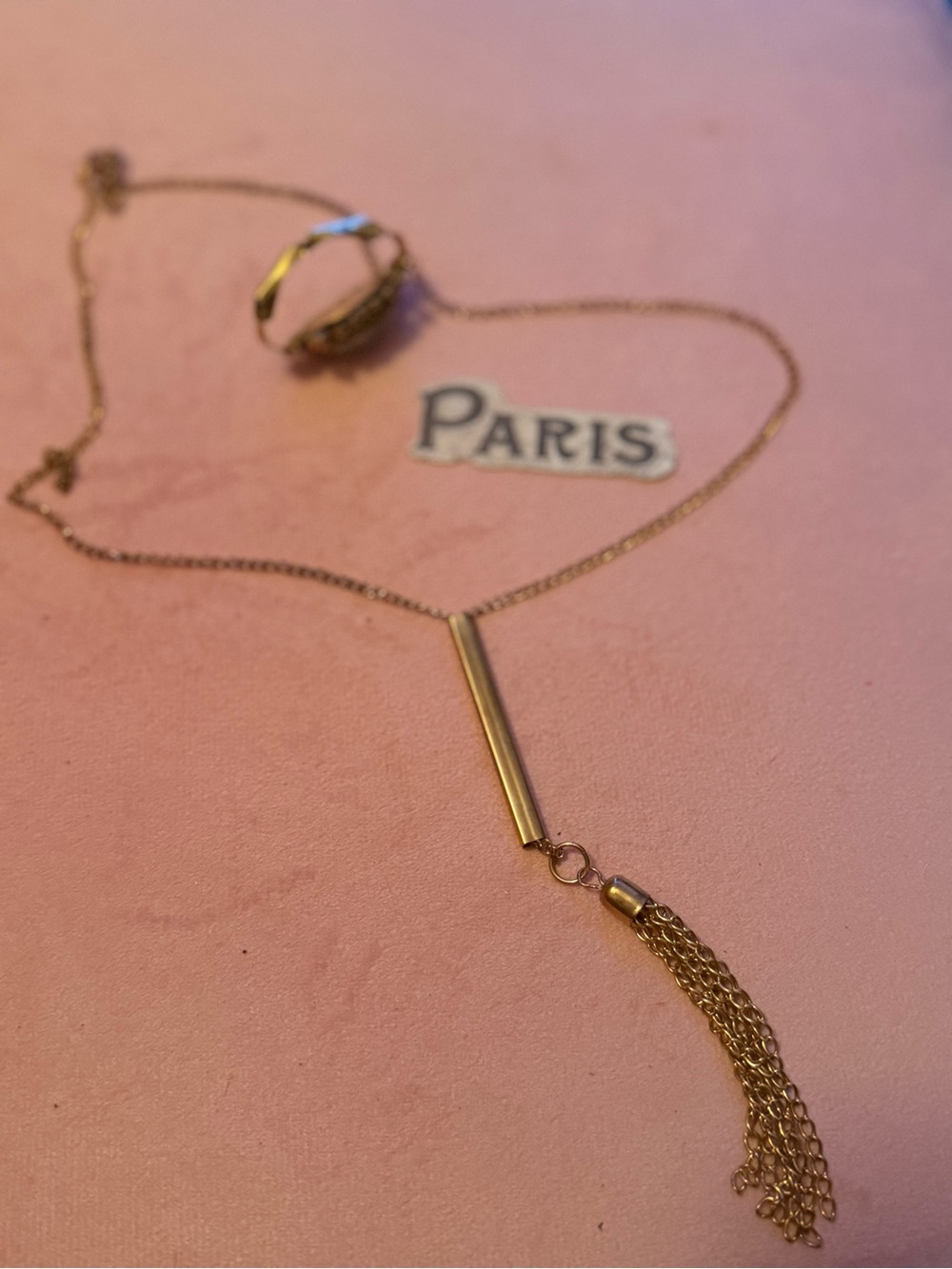 Gold Tassel Bar Pendant Necklace
